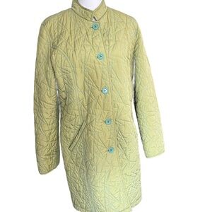 Platinum Light Green Quilted Long Puffer Coat